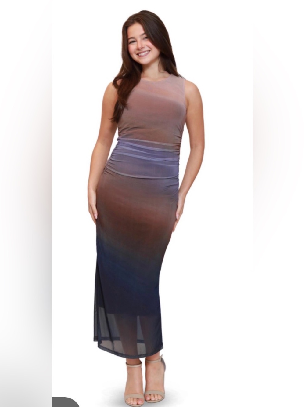 Madden Girl Ombre Sleeveless Maxi Dress in Brown, Purple, Blue